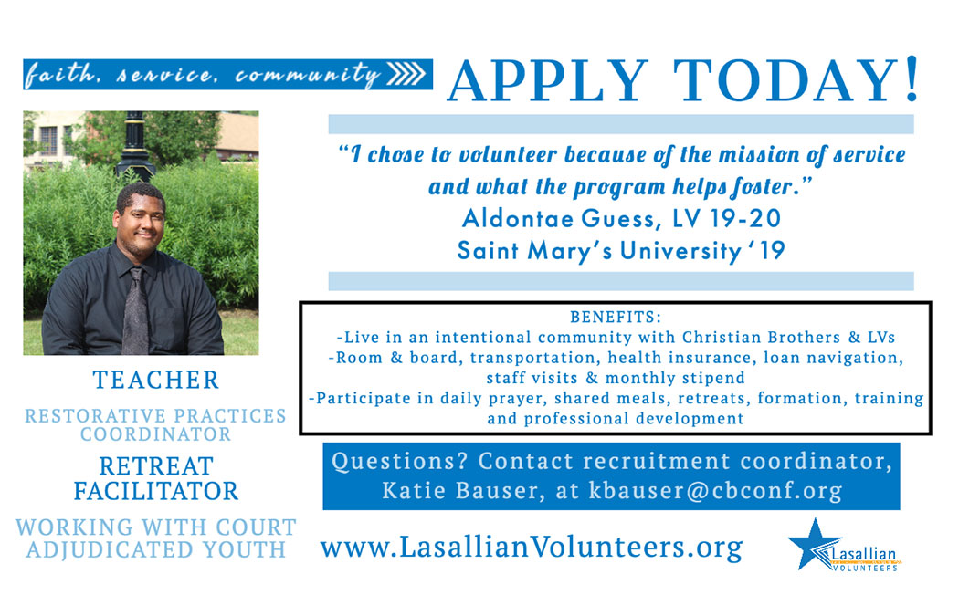 Lasallian Volunteers recruiting for next year